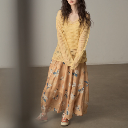 【4color】メッシュオーバーサイズニットトップ《Z00998》