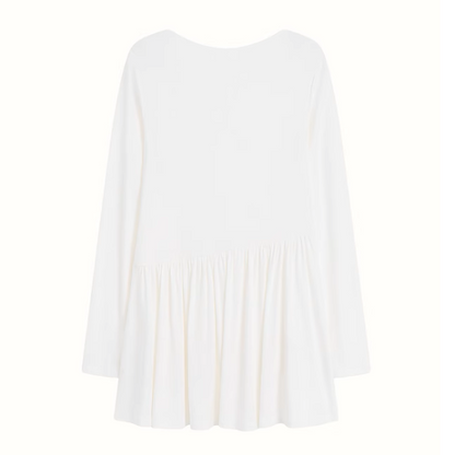 【2color】ラウンドネックペプラムロングトップ《Z00979》