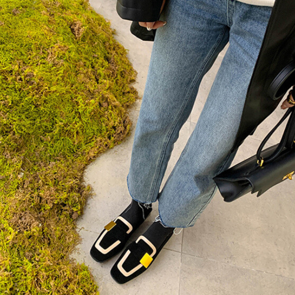 【2pattern】メタルバックルバイカラーローファー X-371