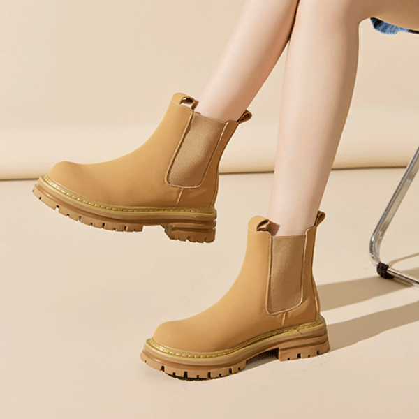 【3color】ラウンドトゥ厚底チェルシーブーツ X-521
