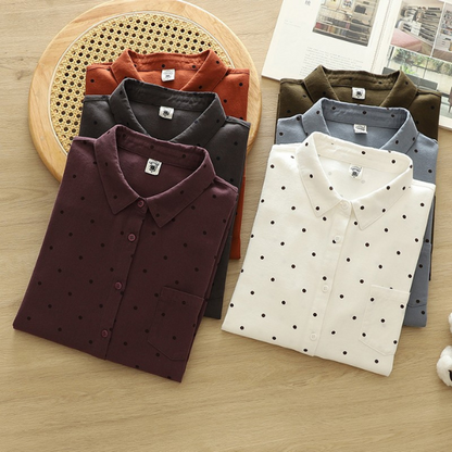 【6color】ドット柄ポロカラーボタンダウンシャツ　《Z00725》