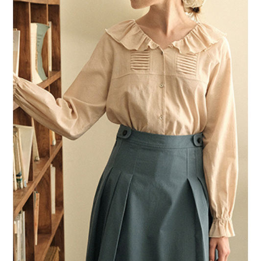 【2color】フリルカラーブラウス X-321