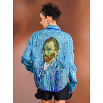 ゴッホ 自画像プリントブラウス C0126