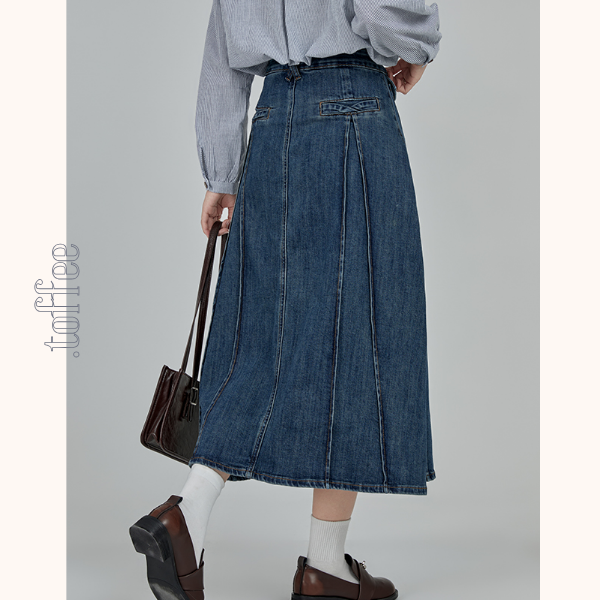 Aラインハイウエストロングデニムスカート　《Z00790》