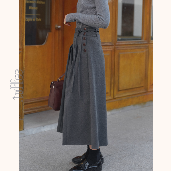 午後の街角とツイードプリーツスカート《Z01161》