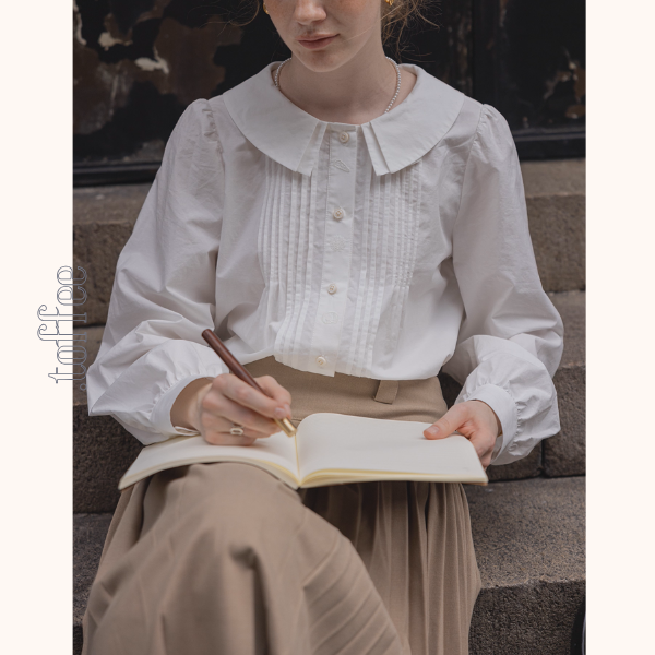 【2color】海辺の記憶を抱く二重襟ブラウス《Z01171》