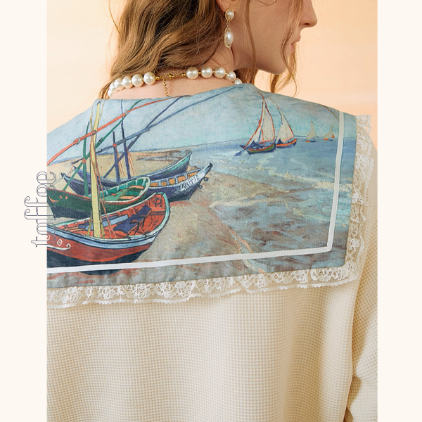 ゴッホの舟と夢の海、セーラーワンピース《Z01149》