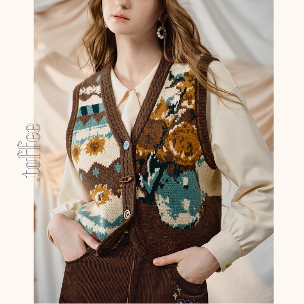 アートと遊び心を編んだニットベスト《Z01125》