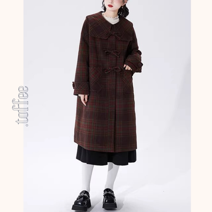 リボン留めタータンのAラインセーラーコート《Z01356》