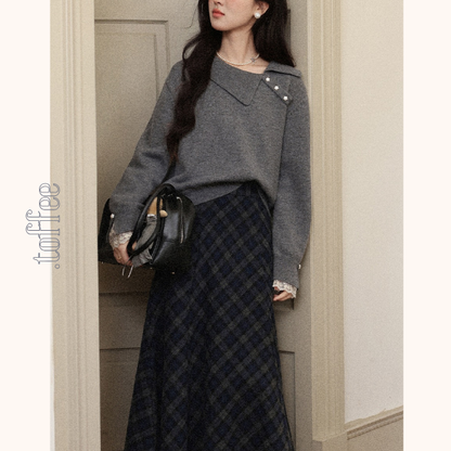 【3color】星降る午後のレース襟ニット《Z01142》