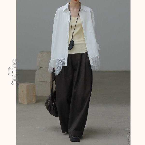 深みブラウンのシックワイドパンツ《Z01087》