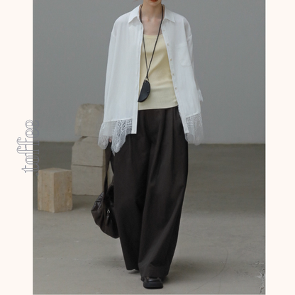 深みブラウンのシックワイドパンツ《Z01087》