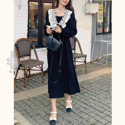 レース襟と歩く、午後の物語ワンピース《Z01154》