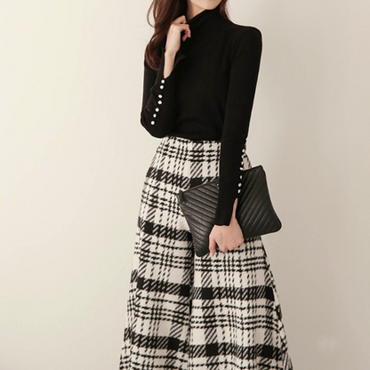 ワイドレッグチェックパンツ X-467