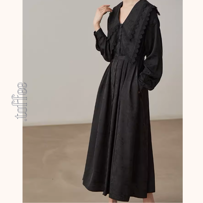 レイヤードドールカラーブラックジャガードワンピース《Z01000》