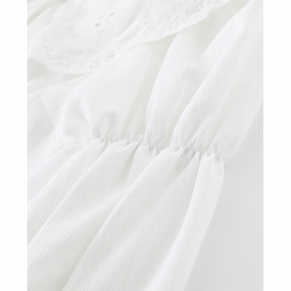 ドールカラーレースアップブラウス w-152