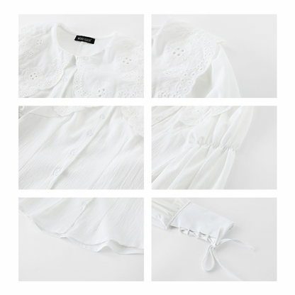 ドールカラーレースアップブラウス w-152