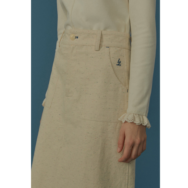 フリンジ付きAラインミモレ丈スカート Z00068