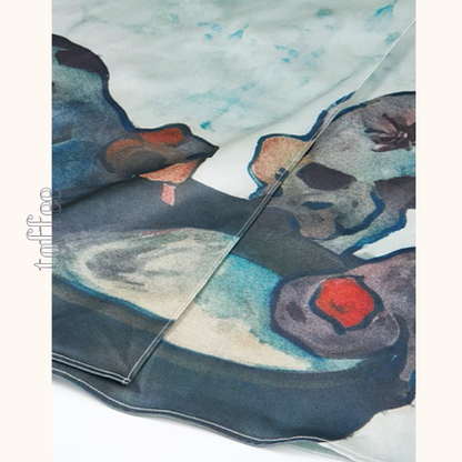 ミルクを飲む子犬プリントのノースリーブワンピース《Z00964》