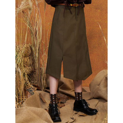 【２color】イレヘムスリットスカート w-026