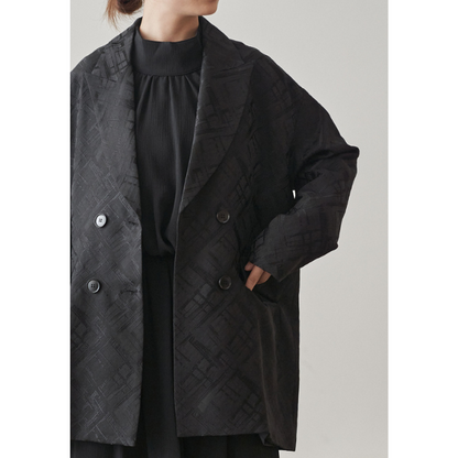 ダブルブレスミドル丈ルーズジャケット X-434