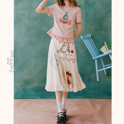 フリルヘムプリントスカート《Z00963》