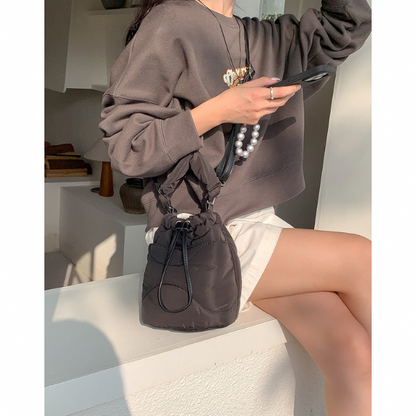 【4color】2wayストラップキルティングバケットバッグ X-443