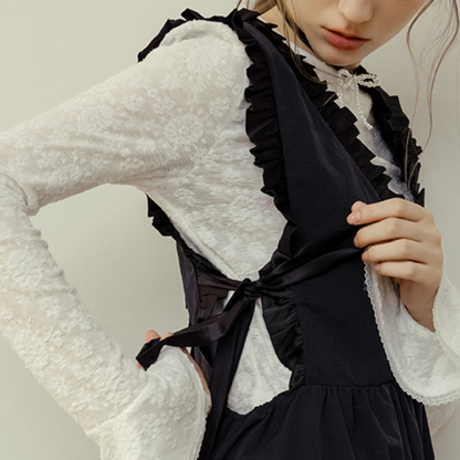 Vネックフリルロングワンピース Z00139