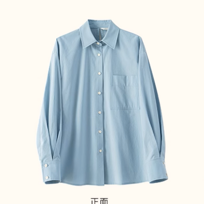 【3color】POLOカラーオーバーサイズ純綿シャツ《Z00883》