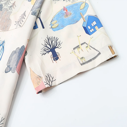 パッチポケット付きイラストプリントシャツ《Z00913》