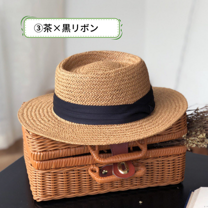 【１２color】クラシカルフレンチストローハット　　su0016