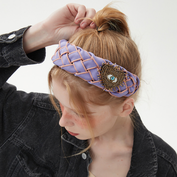 【3pattern】ビーズの装飾入り編み込みカチューシャ Z00038