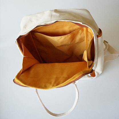 【2color】バイカラーレザーキャンバスバック　Z00389