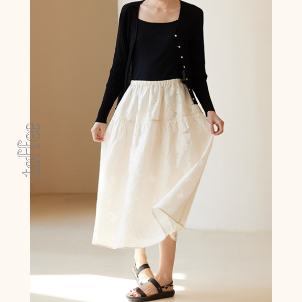 花柄レースミモレ丈スカート　Z00424