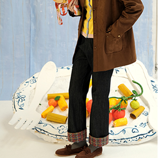 ツイードロールアップデニムパンツ Z00625