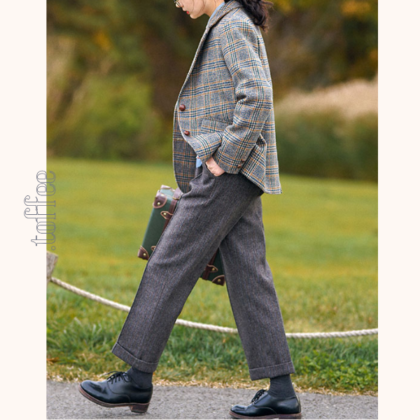 グレンチェック柄 テーラードジャケット　《Z00769》