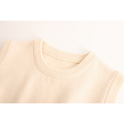 【3color】シンプルフラワーニットベスト X-335