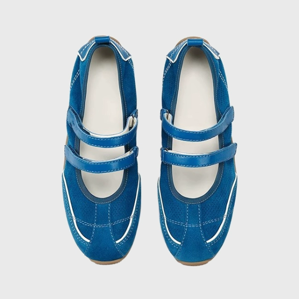 【4color】ラウンドネックダブルストラップフラットシューズ《Z00880》