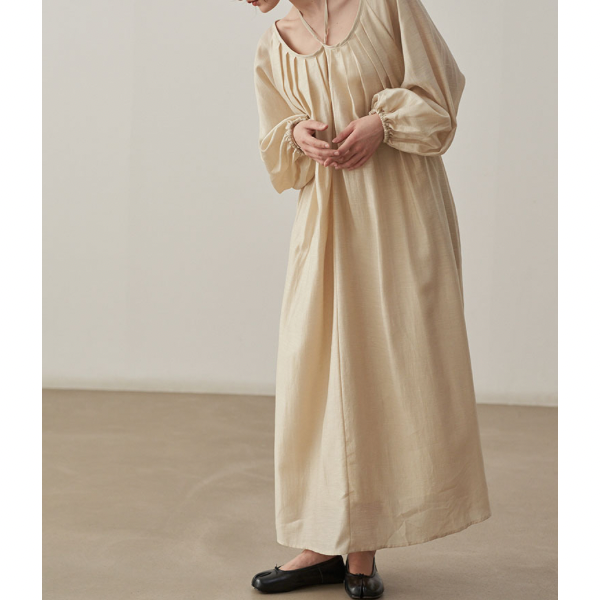 【2color】ホルターネックタックワンピース X-071