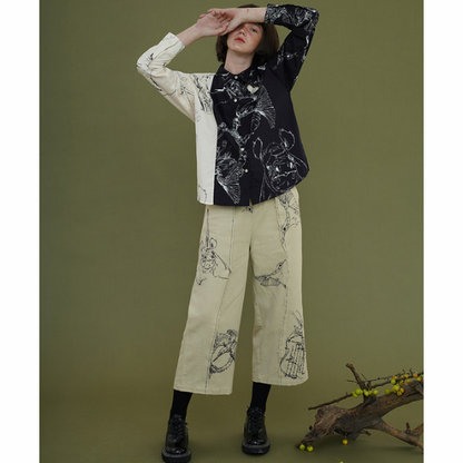 バイカラーアーティスティックシャツ w-027