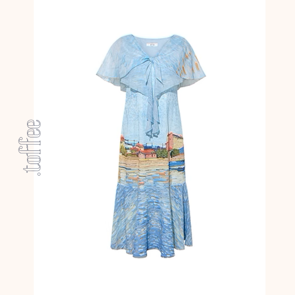 潮の音が聞こえる：シフォンプリントロングワンピース《Z00972》