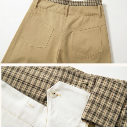 【2color】チェック柄ディテールワイドパンツ《Z01005》