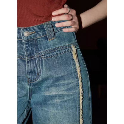 ハイウエストダメージデニムパンツ Z00231