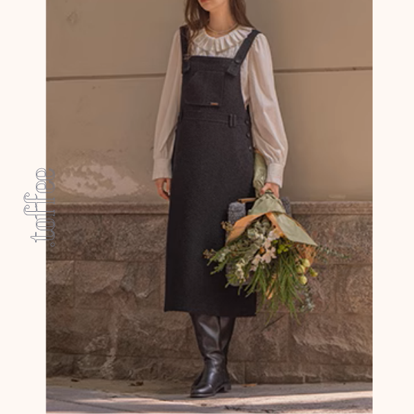 【2color】スクエアネックサスペンダーワンピース《Z00855》