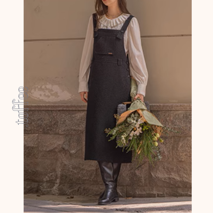 【2color】スクエアネックサスペンダーワンピース《Z00855》