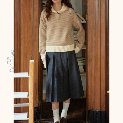 ミモレ丈ウールプリーツスカート　Z00563