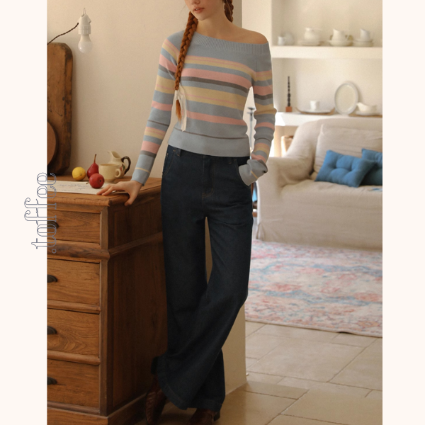 スターフラワー刺繍ブーツカットデニム《Z00830》