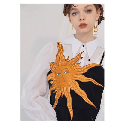 【2color】太陽刺繍サスペンダーワンピース C0080