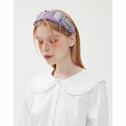 【3pattern】ビーズの装飾入り編み込みカチューシャ Z00038