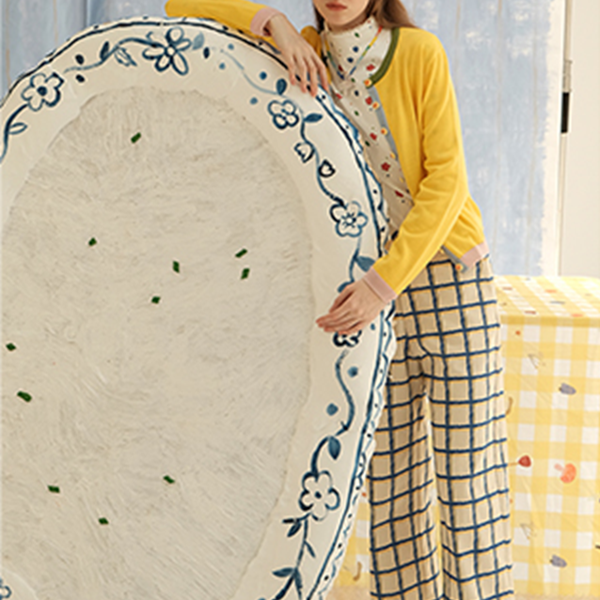 マッシュルームボタンイエローカーディガン　Z00601